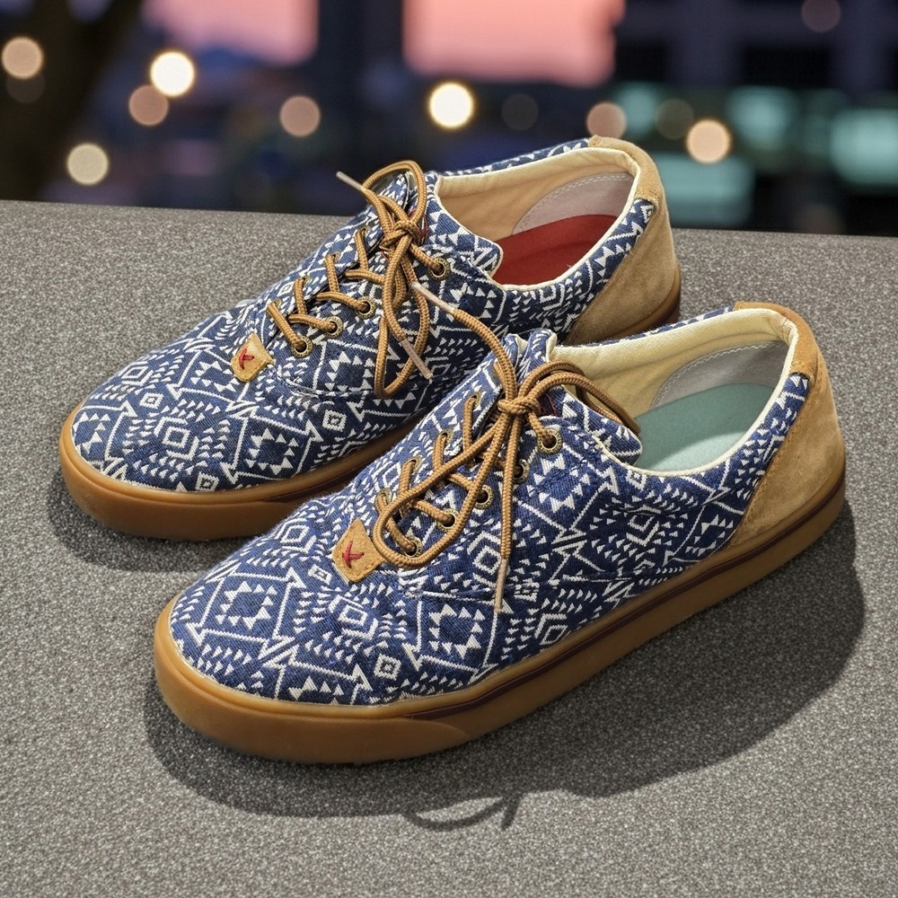 Twisted X x Hooey Aztec Canvas Suede Shoes Men's 10M –‎ Casual Comfort Western